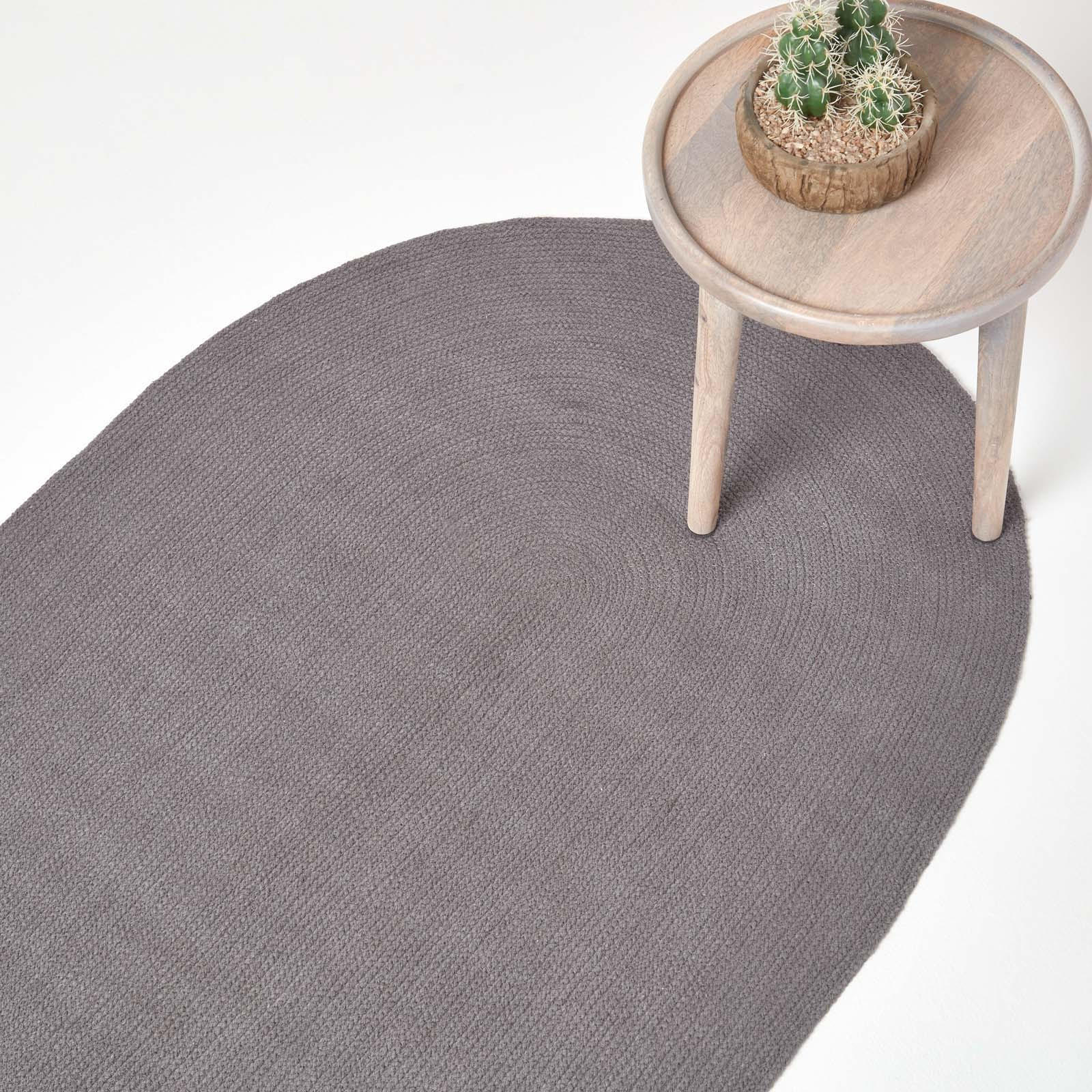TEPPICH geflochten oval 110/170 cm - Grau, Textil (110/170cm) - Homescapes