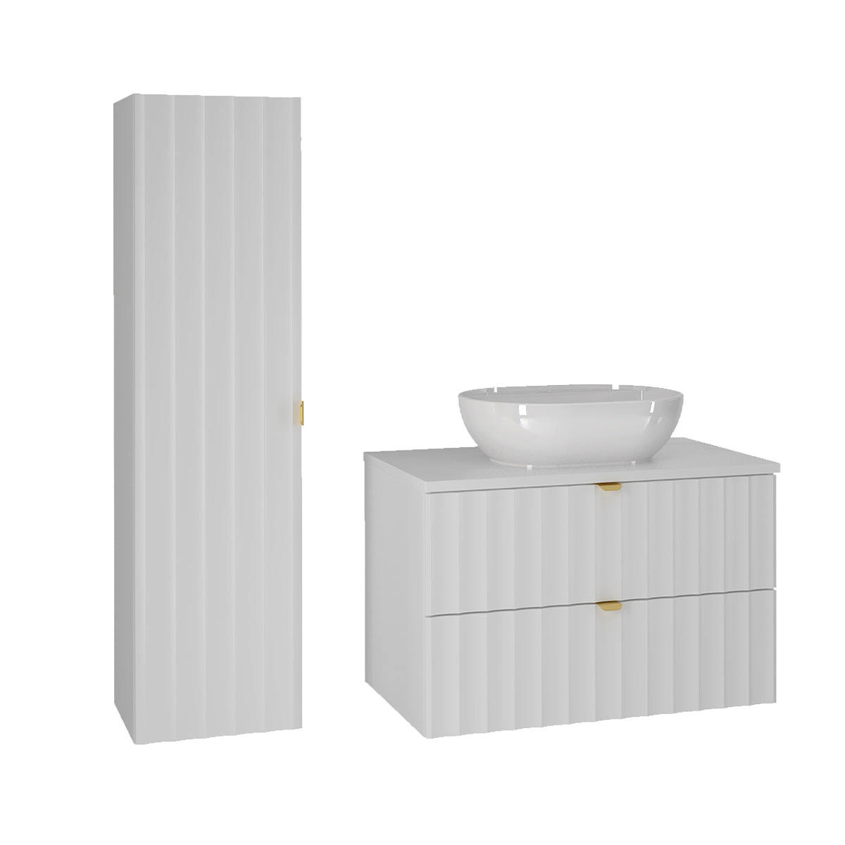 BADMÖBEL 80.6cm Lexa 2er-Set Weiß - Weiß, Holzwerkstoff (80.6/52.2/46.5cm) - Petits-meubles