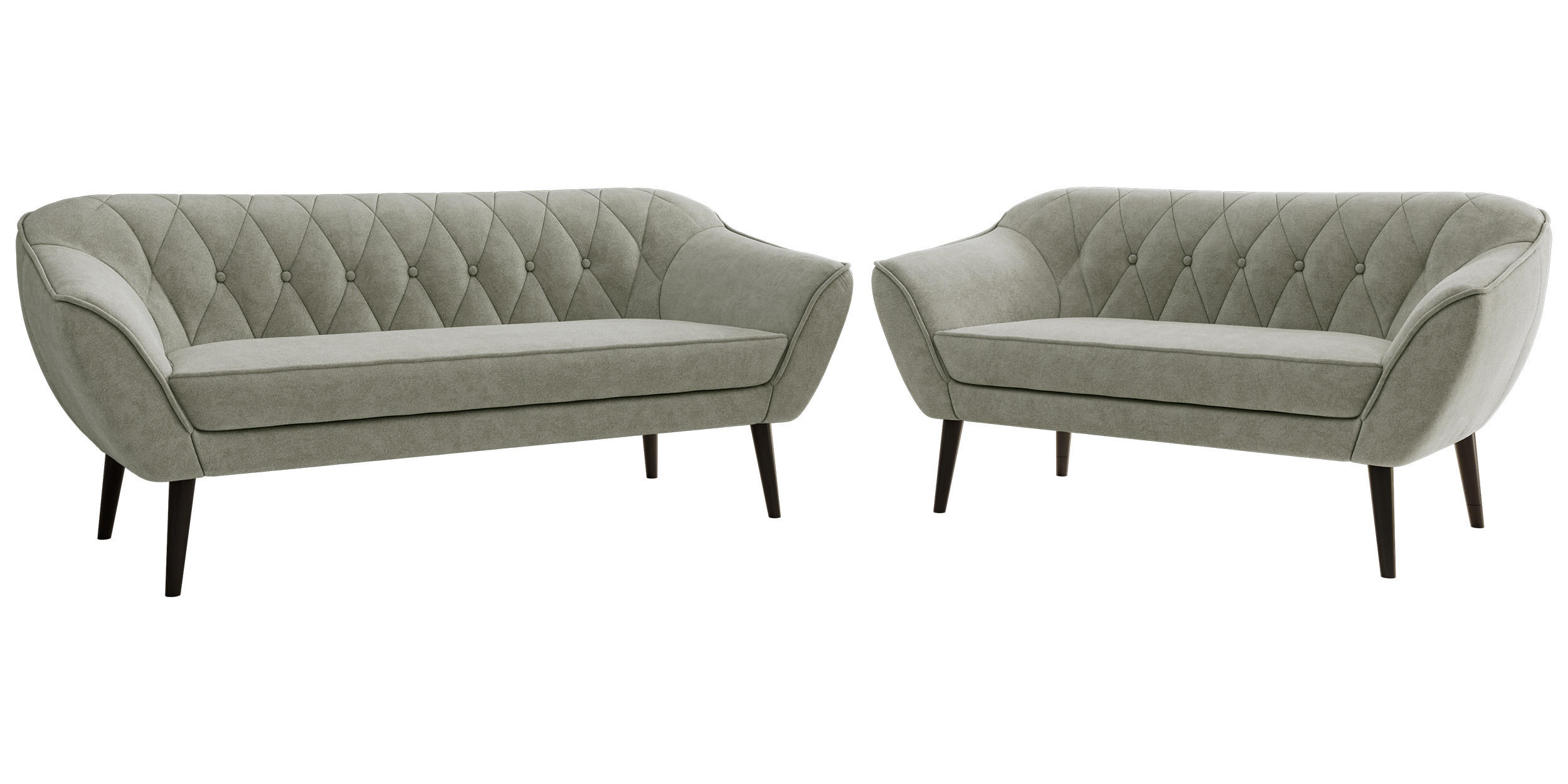 SEDACÍ SOUPRAVA 3+2 PIRS - Světle šedá Strukturovaná látka - Černé nohy - černá/stříbrná, kompozitní dřevo/textil (180/75/74cm) - MKS