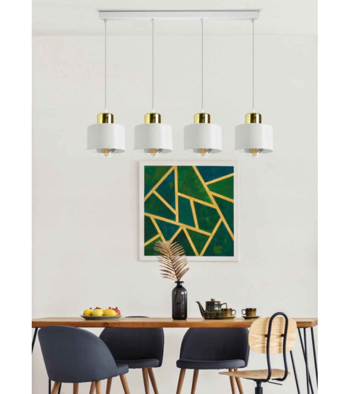PENDELLEUCHTE Roller - Goldfarben/Weiß, Metall (12/60/70cm) - kiki design