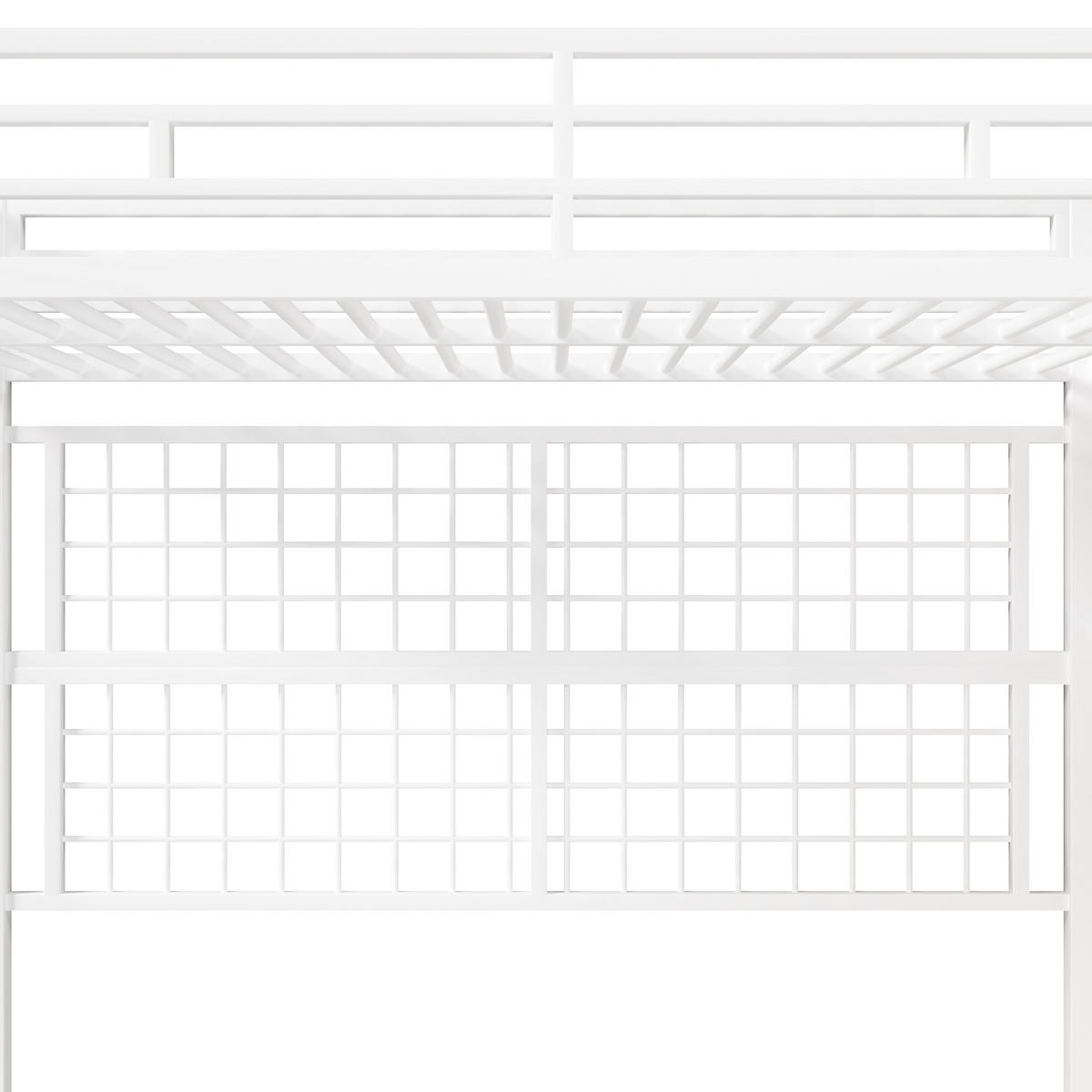 HOCHBETT 90/200 cm in Weiß mit Kleiderschrank, Stauraumleiter und LED - Weiß, Metall (90/200cm) - STILVORA
