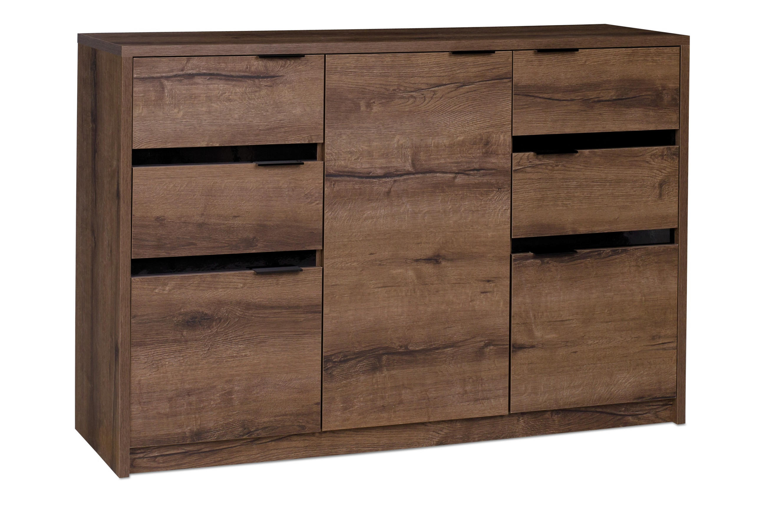 KOMBIKOMMODE MERO mit Türen und Schubladen, braun - Dunkelbraun, Holzwerkstoff (135/90/40cm) - KONSIMO®