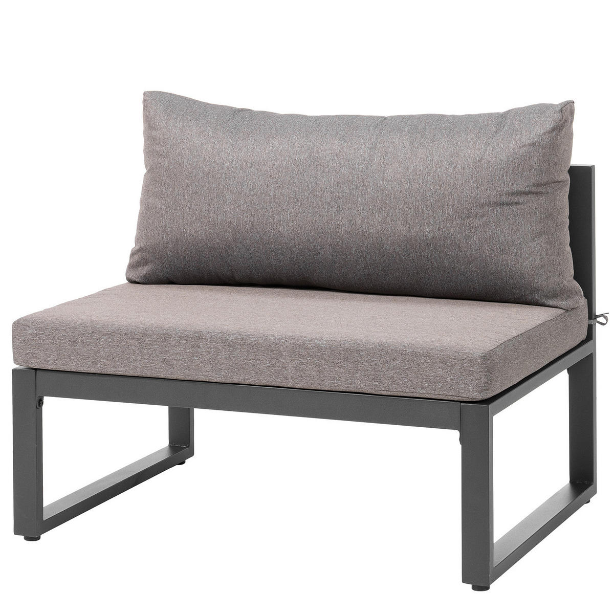 LOUNGESET - Stahl / Polyester - Grau - 5-teilig - Braun/Grau, Holz/Textil - home24