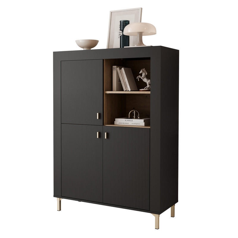Idohome Highboard Schwarz 97x136x40 cm