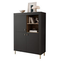 HIGHBOARD AVENA 97/40/136 cm, Schwarz / Eiche - Schwarz, Holzwerkstoff/Kunststoff (97/136/40cm) - Idohome
