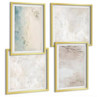 BILDER SET 4er Set - 50x50 cm & 40x60 cm Goldrahmen - Aquarellmalerei-Textur - Goldfarben, Kunststoff (50/50cm) - TULUP