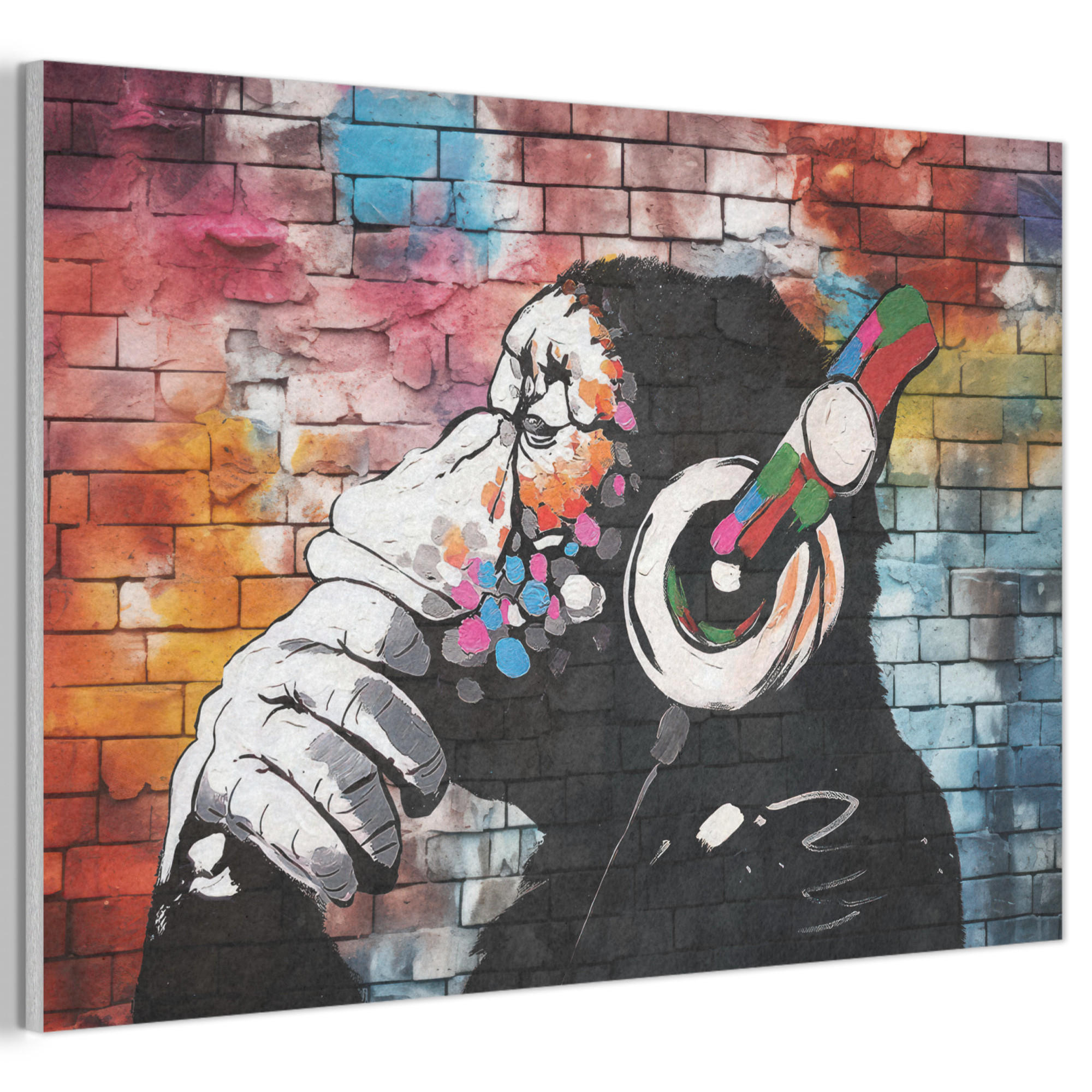 AKUSTIKBILD Affe - Graffiti - Musik Akustikpaneele 90x60 cm - Multicolor, Kunststoff (90/60/0.9cm) - MuchoWow
