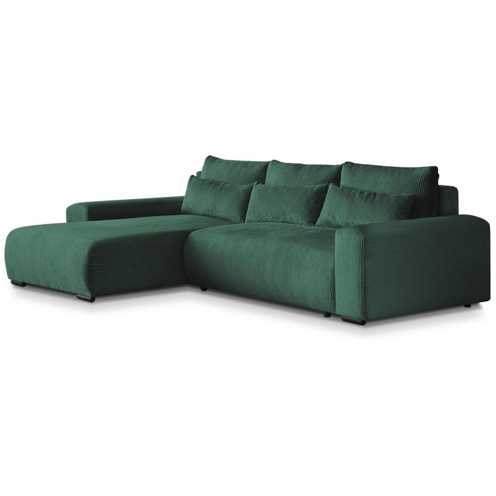 ECKSCHLAFSOFA Benny grün links - Schwarz/Grün, Kunststoff/Textil (271/185cm) - Beautysofa