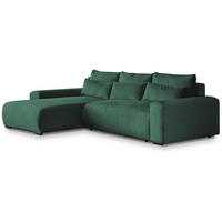 ECKSCHLAFSOFA Benny grün links - Schwarz/Grün, Kunststoff/Textil (271/185cm) - Beautysofa