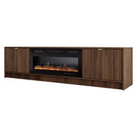 TV-LOWBOARD Tireno EF mit Elektrische Kamin - Nussbaumfarben/Goldfarben, Holzwerkstoff/Metall (182/48/40cm) - MIRJAN24