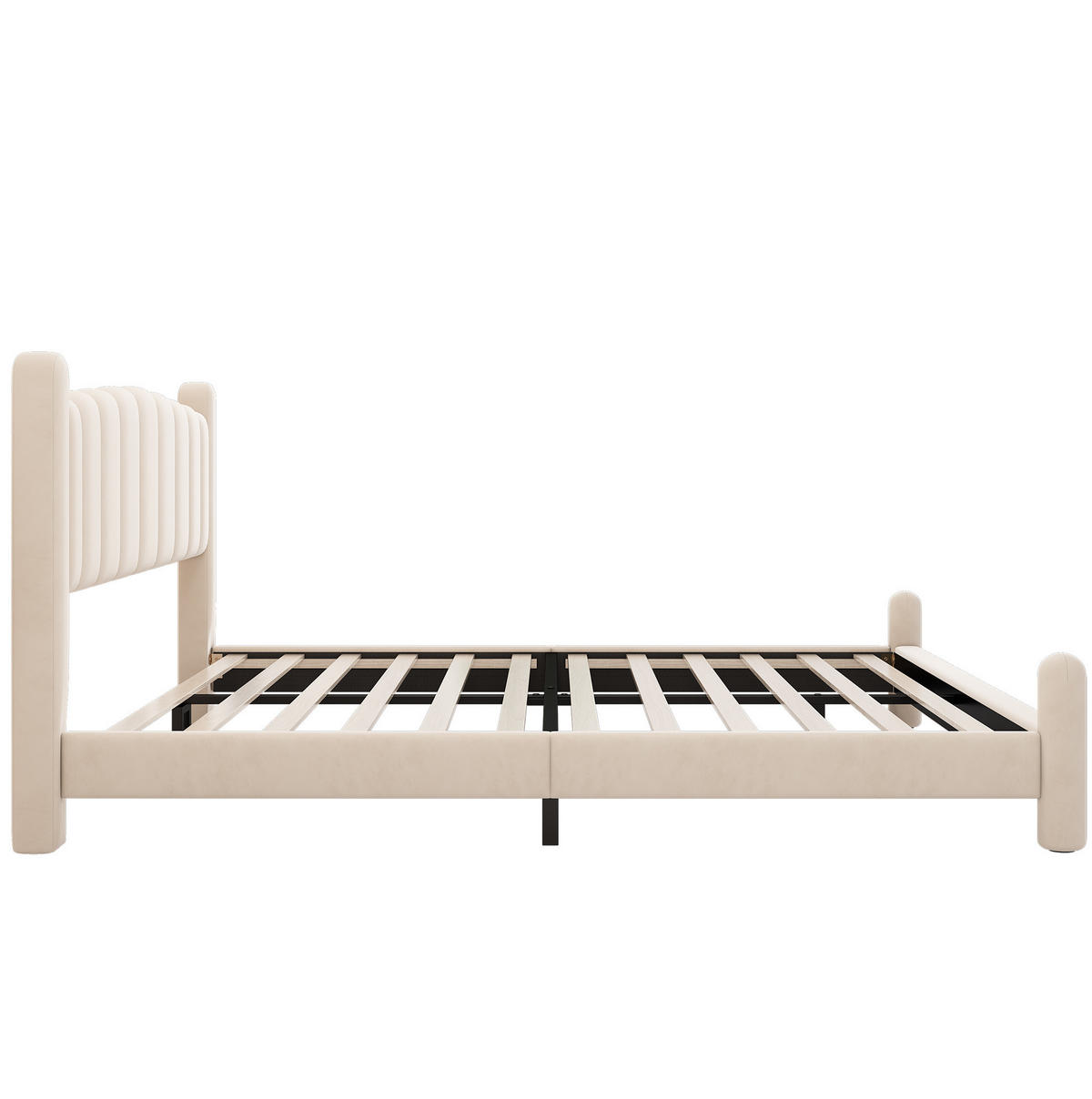 POLSTERBETT mit Lattenrost 180x200 cm Samt Beige - Beige, Metall (180/200cm) - Meubliv