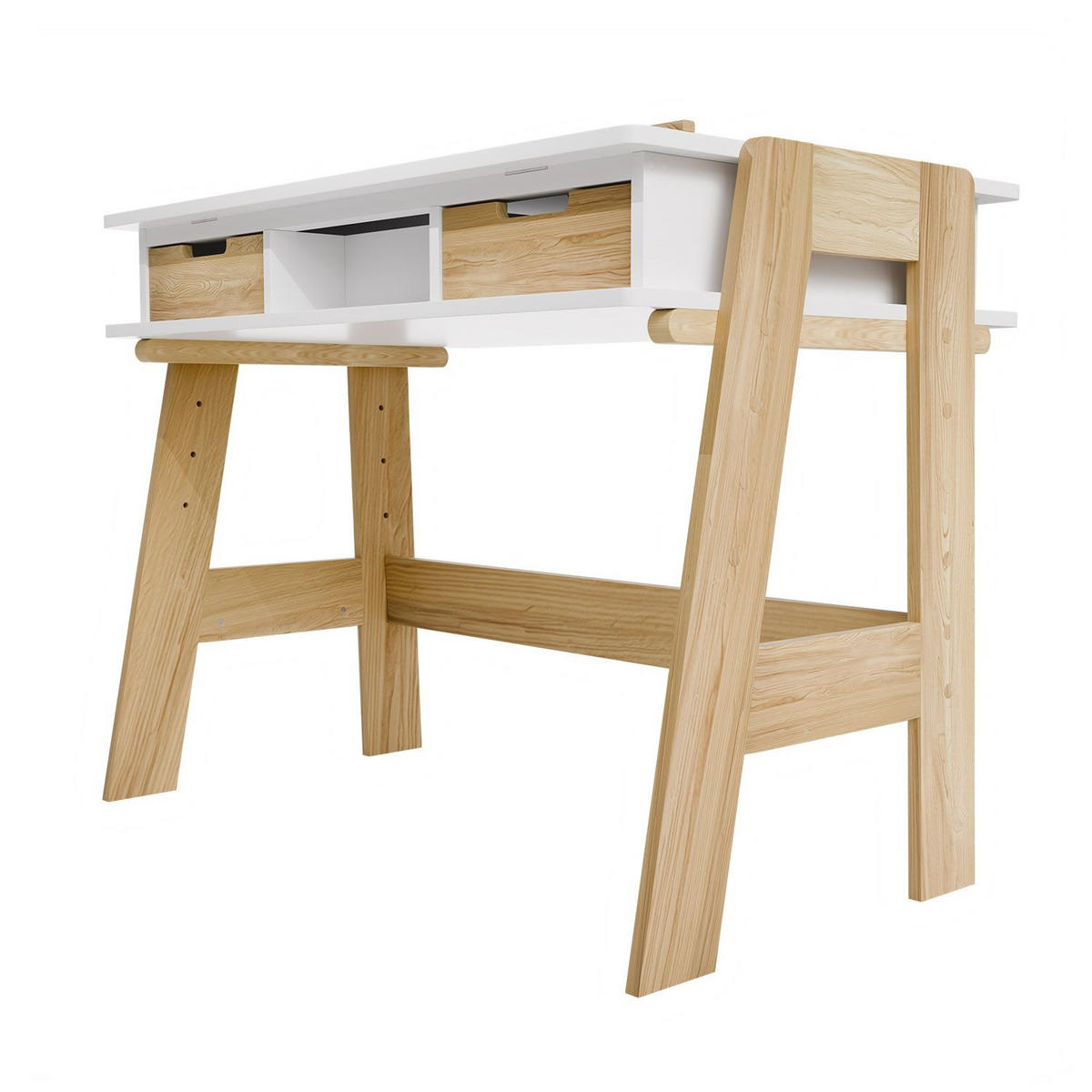 KINDERSCHREIBTISCH Fietje Plus weiß höhen- und neigungsverstellbar - Weiß, Holz (94/76/63cm) - Juskys
