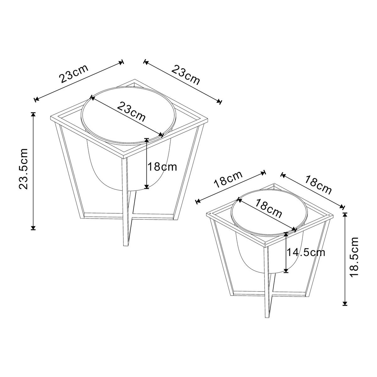 PFLANZENSTÄNDER-SET 2 TLG. Nordmaling - Schwarz, Metall (23/23.5/23cm) - [en.casa]