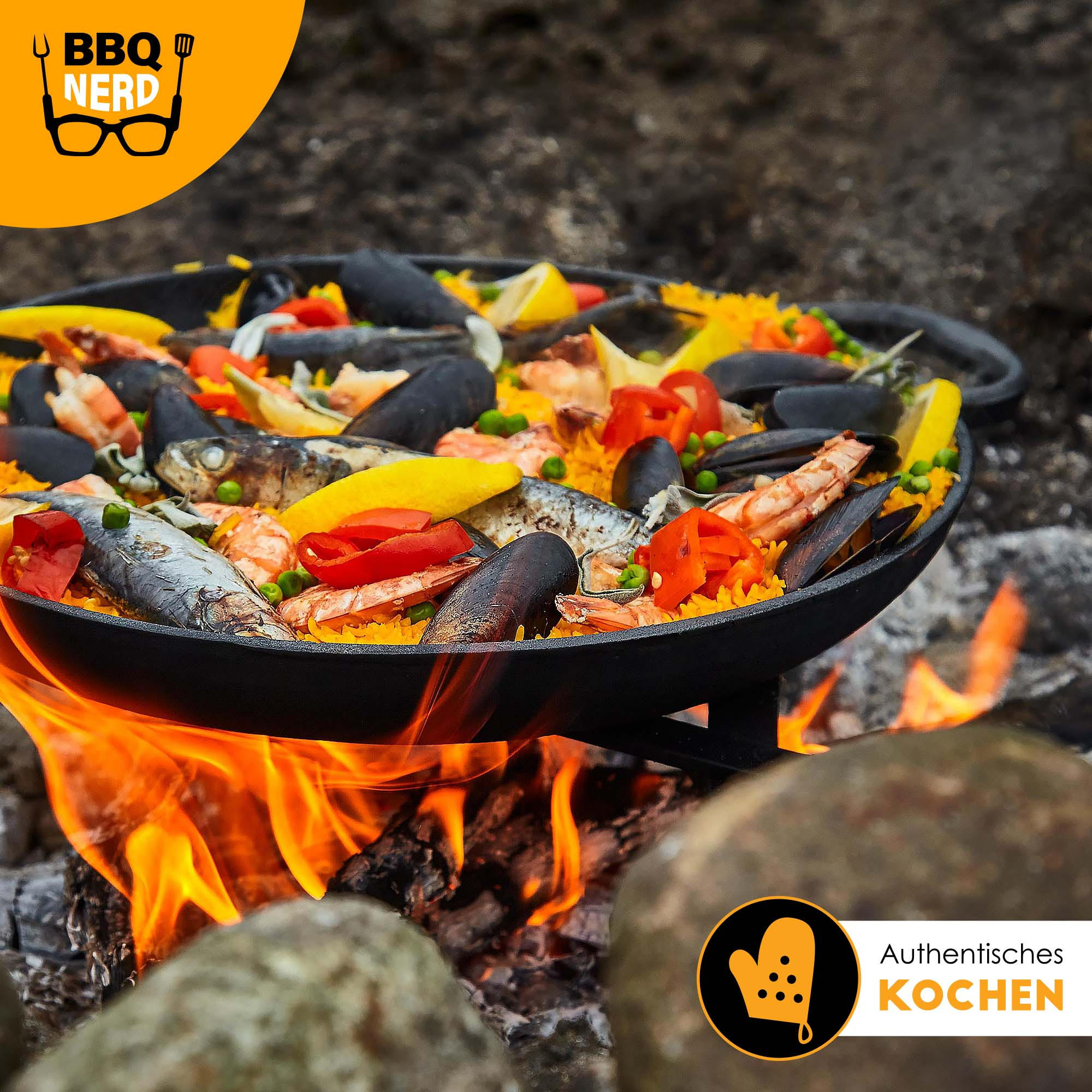 PAELLAPFANNE Gusseisen Ø36cm 6 Personen  - Schwarz, Metall (38/7/38cm) - BBQ Nerd