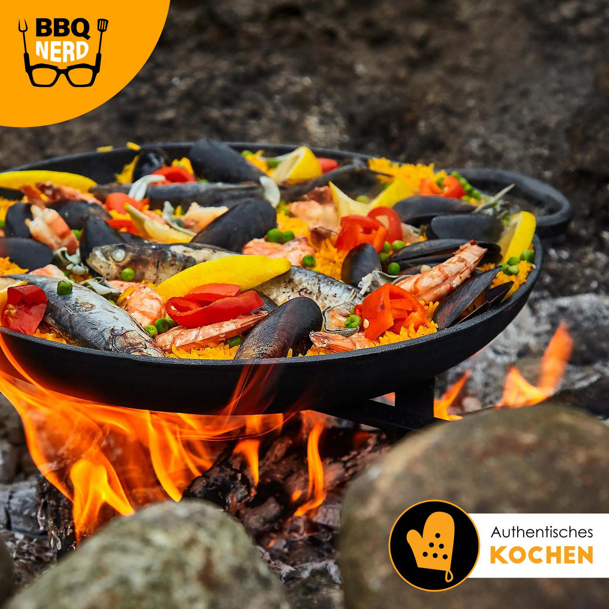 PAELLAPFANNE Gusseisen Ø36cm 6 Personen  - Schwarz, Metall (38/7/38cm) - BBQ Nerd