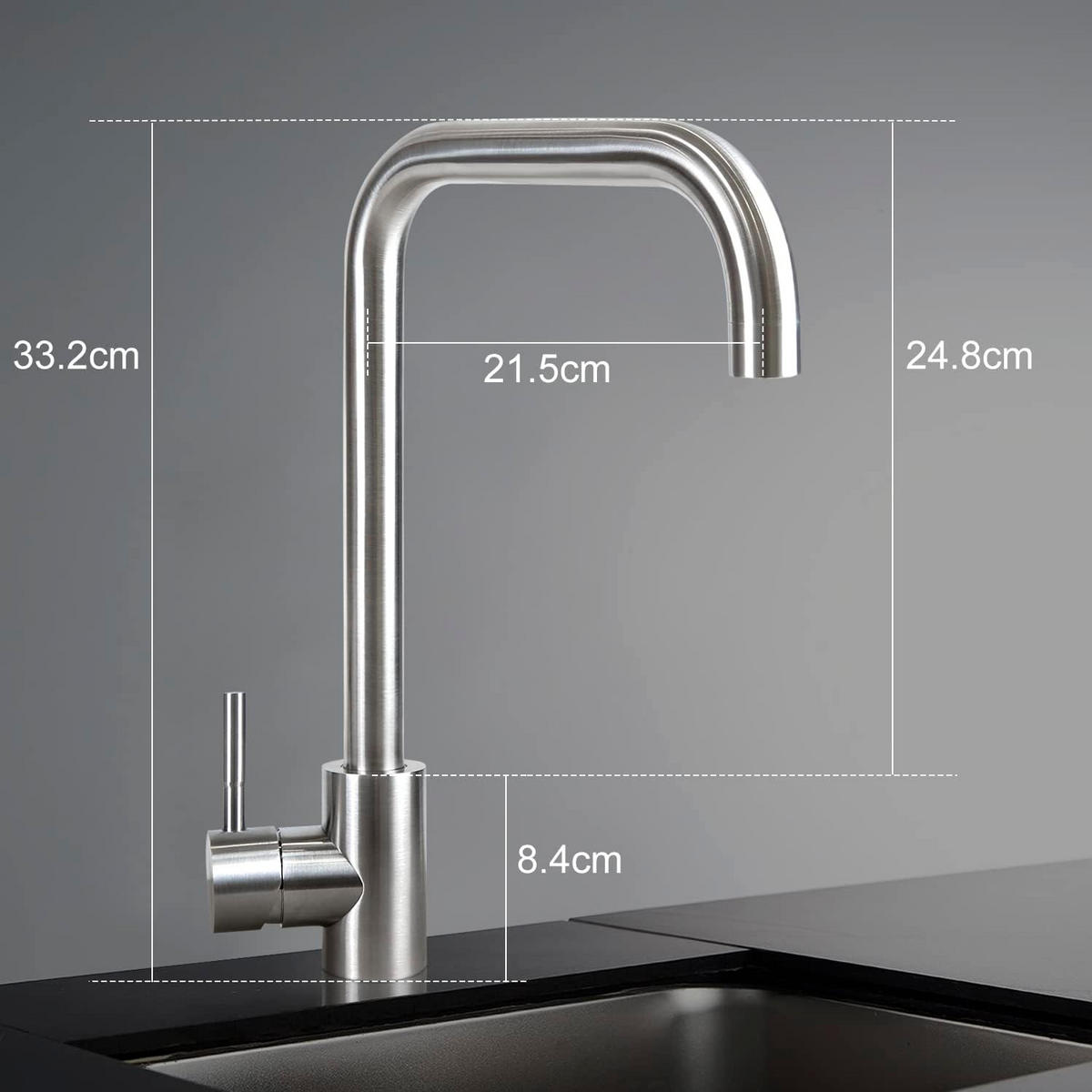 KÜCHENARMATUR Gislans 4.1/33.3/21.5 cm - Silberfarben, Metall (4.1/33.3/21.5cm) - ZMH