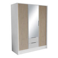 SCHRANK Weiß ORE 150 Mit Lamellen Und Spiegel Craft Gold - Eichefarben/Goldfarben, Holzwerkstoff (150.5/200/51cm) - Sepro Meble