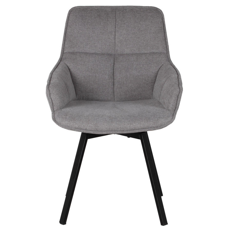 ESSTZIMMERSTUHL 2er Set drehbar aus Stoff, grau - Grau, Metall (58/86/61cm) - Giga Meubel