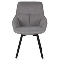 ESSTZIMMERSTUHL 2er Set drehbar aus Stoff, grau - Grau, Metall (58/86/61cm) - Giga Meubel