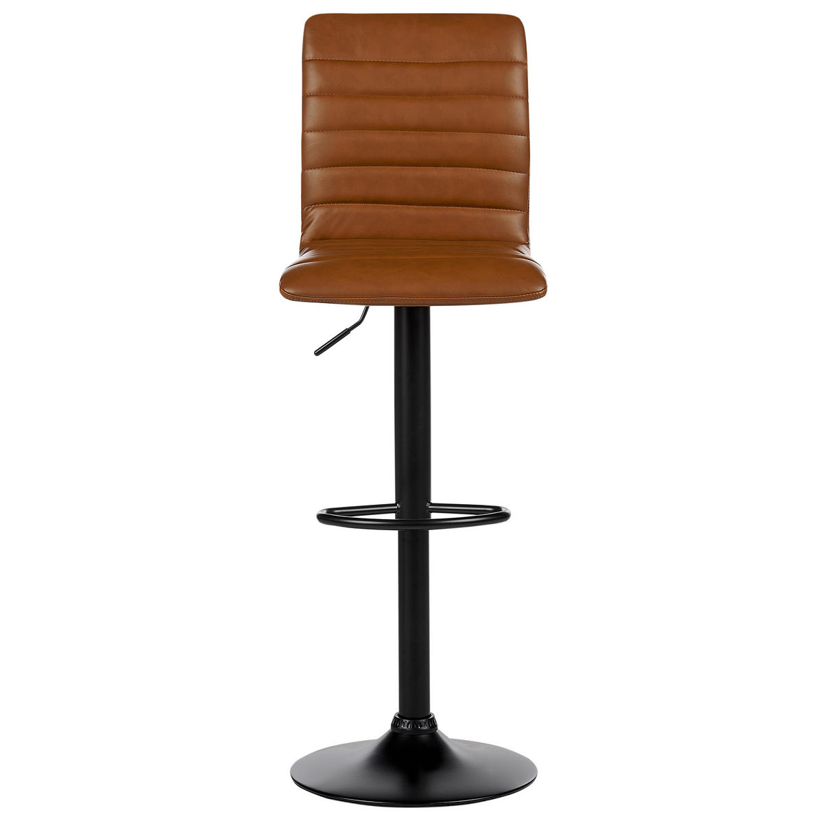 BARHOCKER 2er-Set Kunstleder goldbraun/schwarz höhenverstellbar Lucerne - Schwarz/Braun, Kunststoff (39/49cm) - Beliani