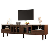 TV komoda 180/40/51 cm s rešetkastim vratima i ladicama u izgledu orahova drva - boje oraha/prirodne boje, drvni materijal (180/51/40cm) - CHICFURN