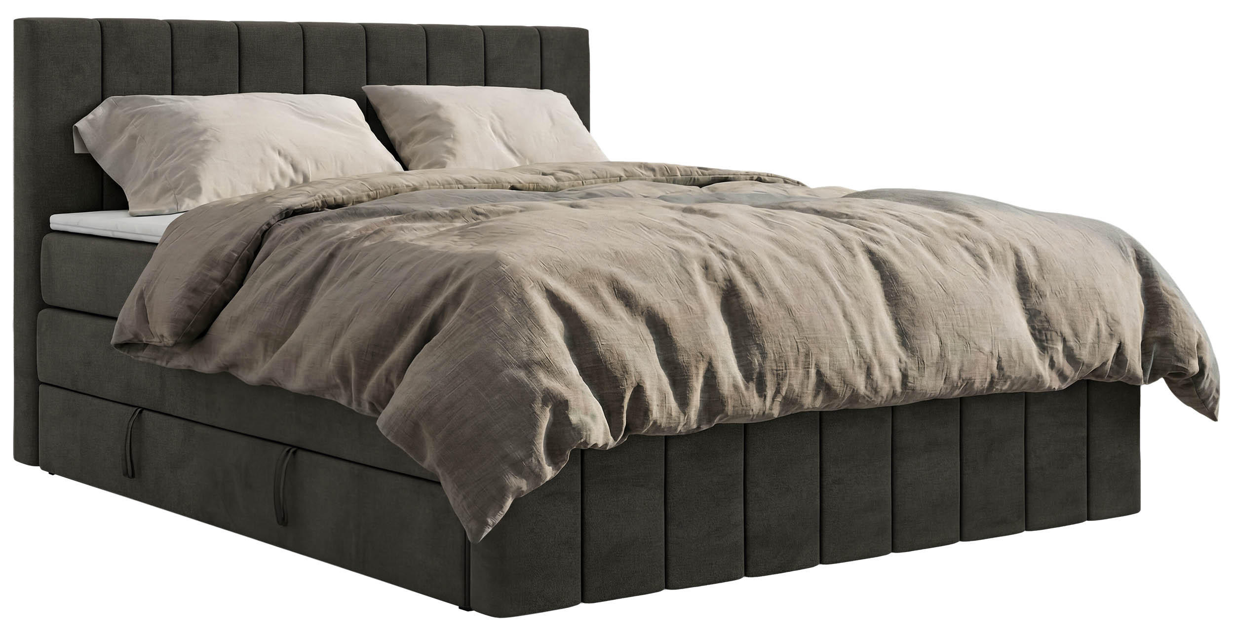 BOXSPRINGBETT ALVER KING DUO 200/200 - Dunkelgrau Velvet - H4 - Dunkelgrau, Textil (200/200cm) - MKS