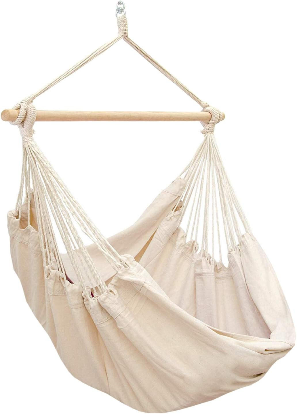 XXL-HÄNGESESSEL 185/130 cm Belastbar bis 150 kg Creme - Beige, Textil (130/155/185cm) - Amanka