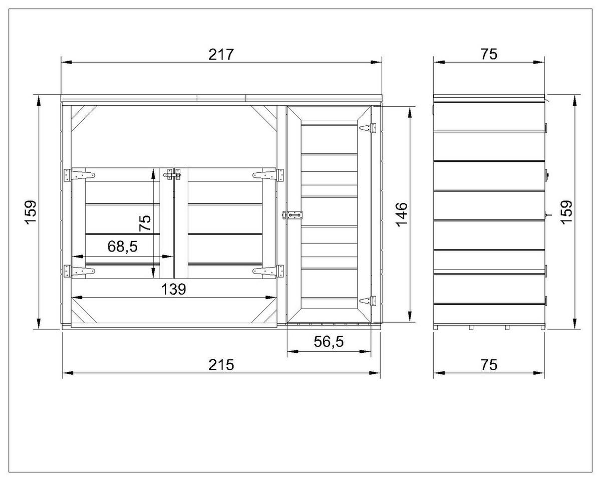 MÜLLTONNENBOX 2er 240L, Timbela M981A-TERRA BROWN, Aus Wetterfest LP Smartside Holz - Braun, Holz (217/159/75cm) - Timbela