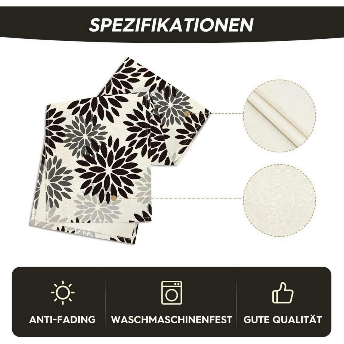 TISCHLÄUFER Blumenmuster Schwarz 40 x 100 cm - Multicolor, Textil (100/40/1.5cm)