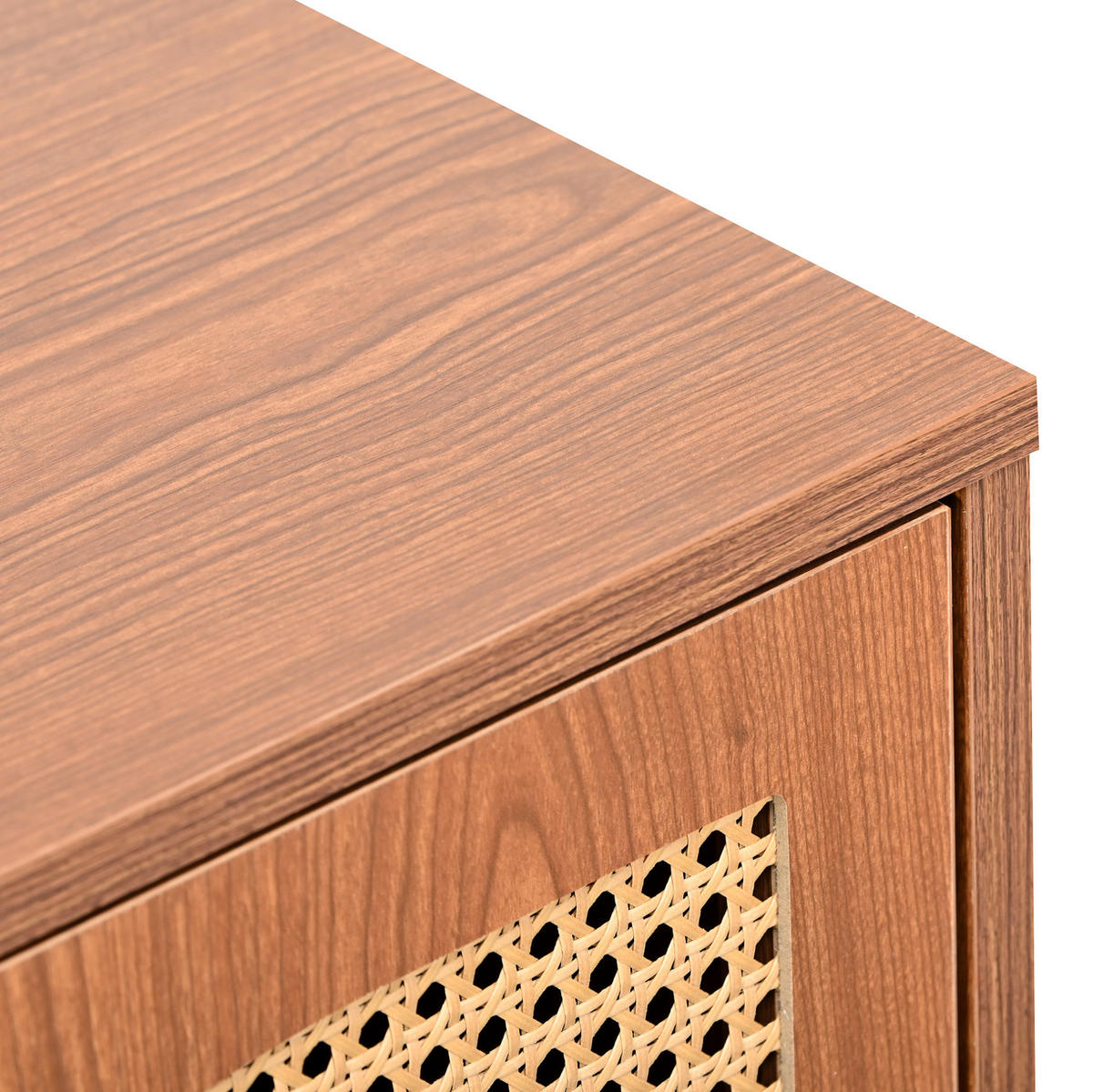 SIDEBOARD 129.8/40/76 cm Walnuss aus Spanplatte mit Rattan-Webung - Walnussfarben, Holzwerkstoff (40/76/129.8cm) - OKMYHOME
