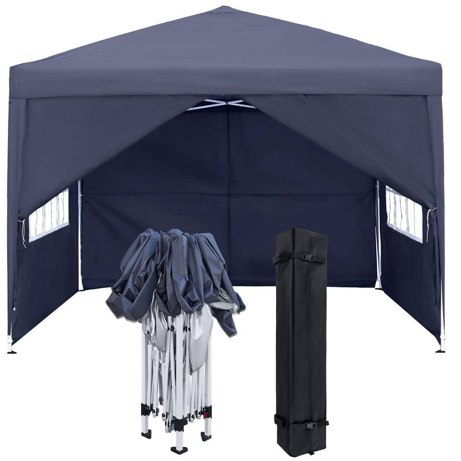 FALTPAVILLON 3 x 3 m mit Seitenteilen und Fenstern Anthrazit - Anthrazit, Textil (300/260/300cm)