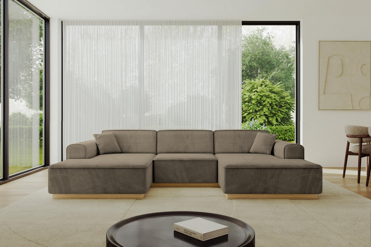 WOHNLANDSCHAFT IREA-U1-v2 - 303x171x83 cm Braun - Braun, Holzwerkstoff/Textil (303/83/171cm) - ALTDECOR