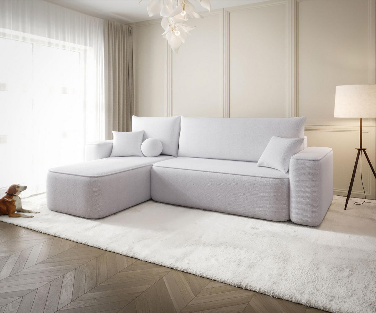 ECKSOFA mit Schlaffunktion SENNO Curio 80 Links - Hellgrau, Textil (250/150cm) - Bedante