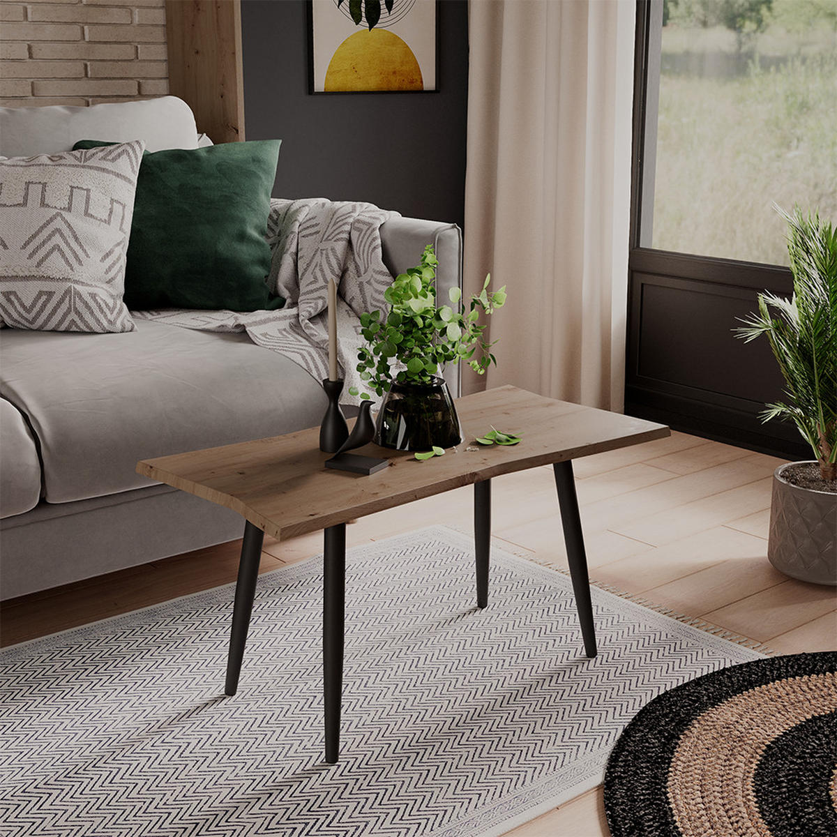 COUCHTISCH Yan Artisan 80 x 40 cm - Hellgrau, Holzwerkstoff (40/80/40cm) - Vicco