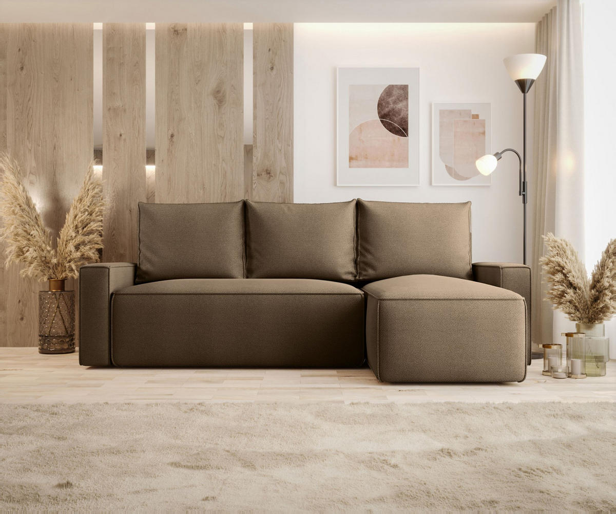 ECKSOFA mit Schlaffunktion SAVIO Curio 20 Rechts - Braun, Textil (232/140cm) - Bedante