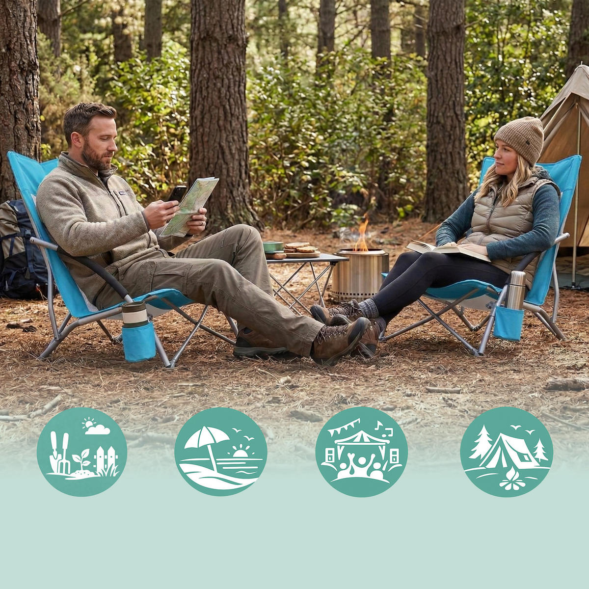 STOLICA - plava, tekstil/metal (55/67/58cm) - Relaxdays