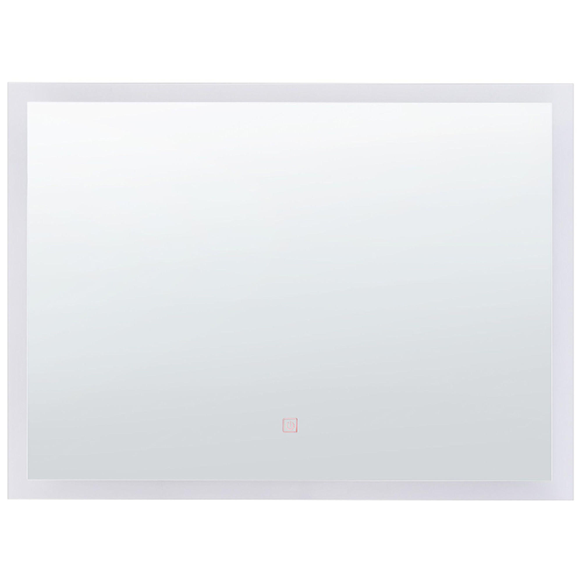 BADSPIEGEL mit LED-Beleuchtung rechteckig 80/60 cm Adour - Silberfarben, Kunststoff (80/60/4cm) - Beliani