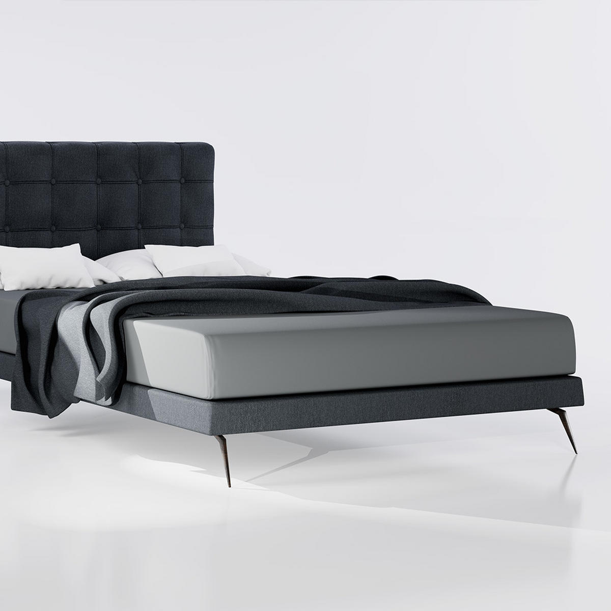 BAUMWOLLBETTLAKEN mit Gummizug - Dunkelgrau, Textil (180/200cm) - Mr Mattress