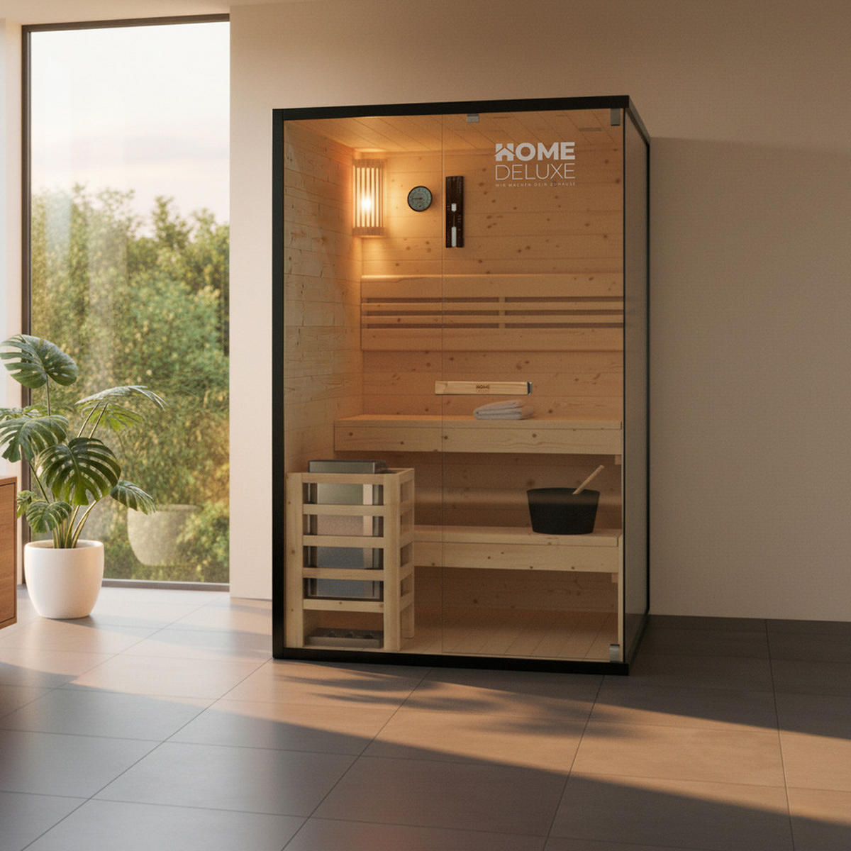 SAUNA SHADOW M - M - Naturfarben, Holz (120/190/120cm) - Home Deluxe