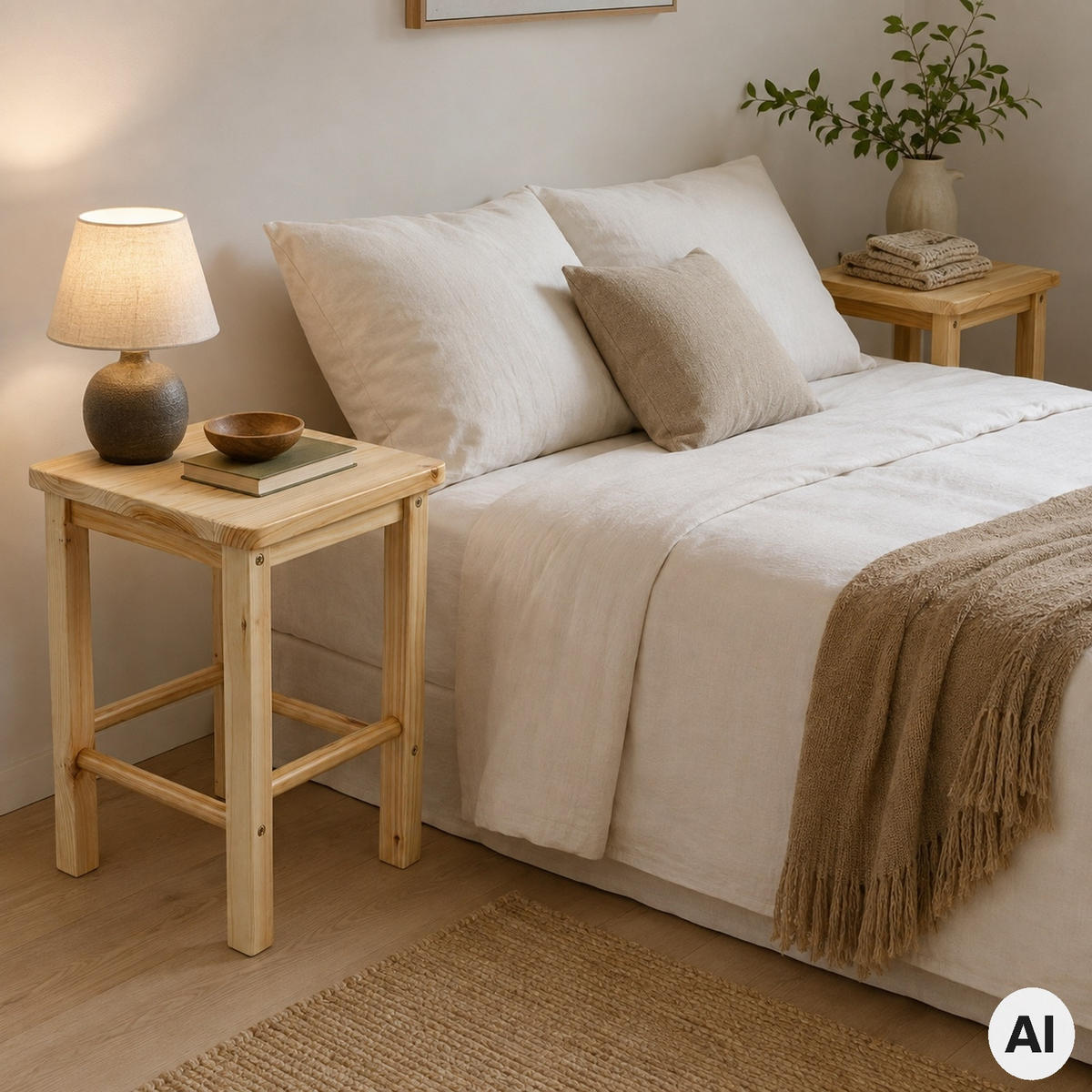 HOLZHOCKER Kiefer Natur 2-er Set 30 x 30 x 46 cm quadratische Sitzfläche - Naturfarben, Holz (30/46/30cm) - Begryf