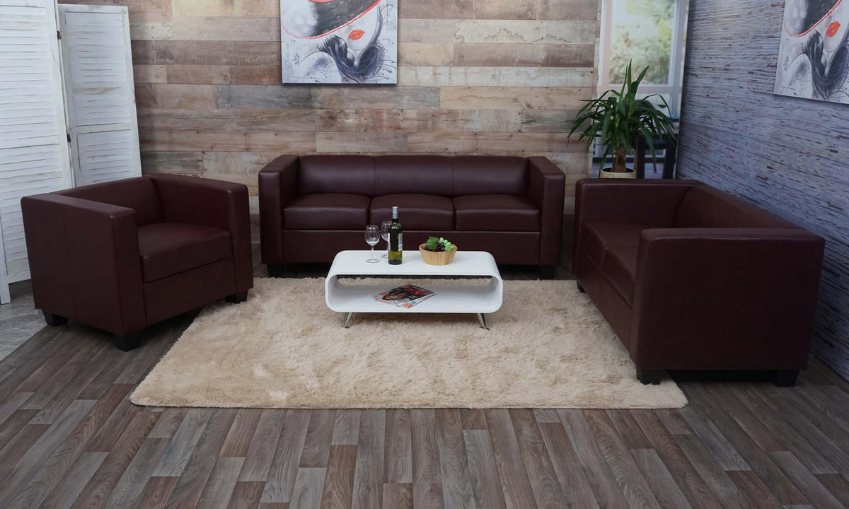 SOFAGARNITUR 3-2-1 Rotbraun 3er-Set - Rotbraun, Textil (400/70/300cm) - MCW