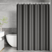 DUSCHVORHANG Dunkelgrau Polyester breit beschwert schimmelresistent antibakteriell maschinenwaschbar mit Haken - Schwarz, Textil (200/240cm) - MCBOSON