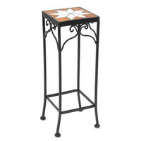 BLUMENHOCKER Metall Eckig Mosaik 46 cm 12012 S - Schwarz, Metall (16/46/16cm) - DanDiBo
