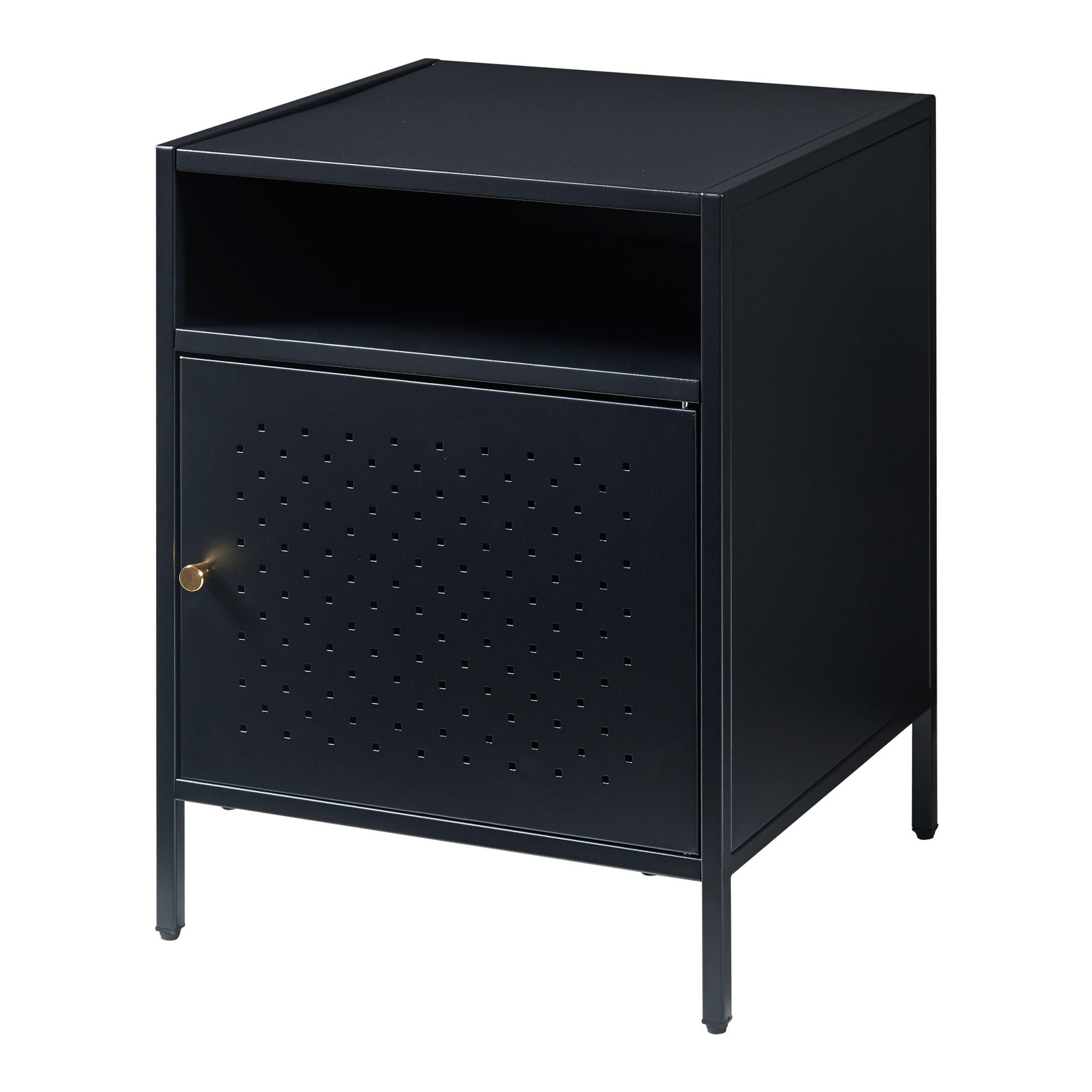 NACHTSCHRANK Janakkala - Schwarz, Metall (40/55/40cm) - [en.casa]