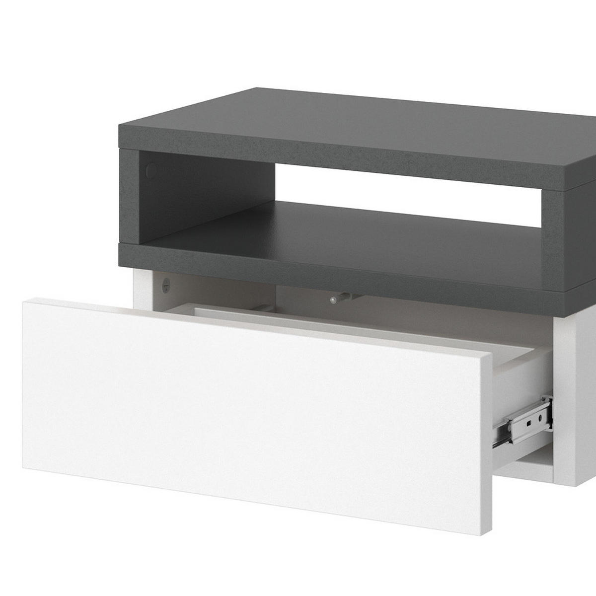 NACHTTISCH Urbano Anthrazit 45 x 28 cm - Anthrazit/Weiß, Holzwerkstoff (45/28/25.3cm) - Vicco