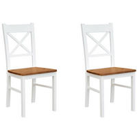 STÜHLE 2ER SET Belluno Elegante Kiefer weiß (RAL9010) lackiert / Kiefer gebeizt, Eichefarben 43 / 44 / 93cm - Eichefarben/Weiß, Holz/Holzwerkstoff (43/93/44cm) - Feldmann-Wohnen