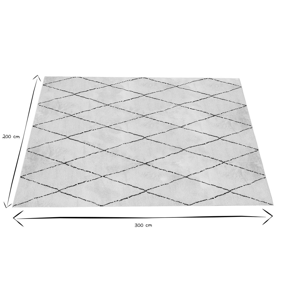 TEPPICH mit schwarzen Rautenmustern 200 x 300 cm SILAN - Beige, Textil (200/300cm) - Miliboo