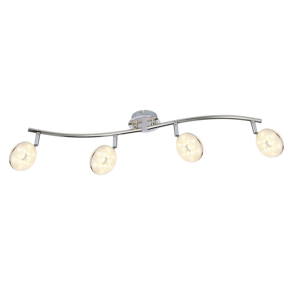 LED DECKENLEUCHTE Chrom Silber Kristalloptik - Silberfarben, Glas (70/18/18.5cm) - Globo Lighting