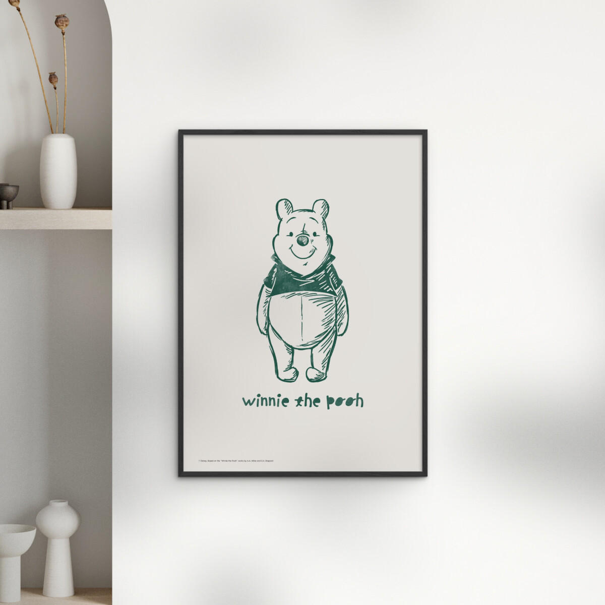 POSTER mit Rahmen Disney - Disney's Winnie the Pooh Standing Smile - Beige/Schwarz, Holz/Papier (50/70cm) - Poster&Frame