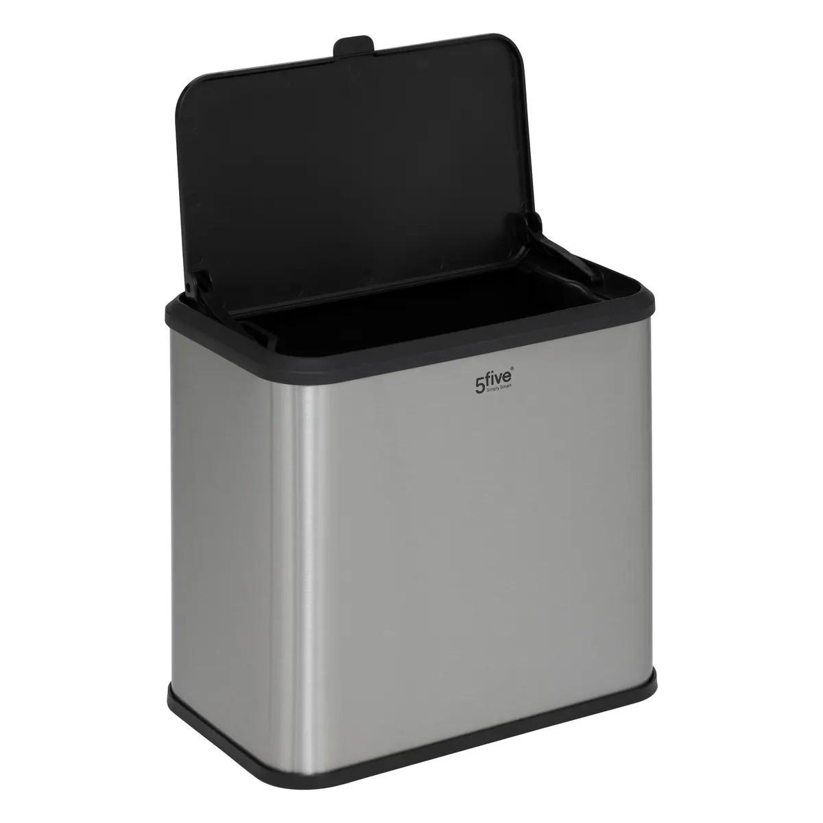 BIO-ABFALLEIMER mit Edelstahlgehäuse 5 l 24,7/15,5/25,5 cm - Silberfarben, Metall (15.5/25.5/24.7cm) - 5five Simply Smart